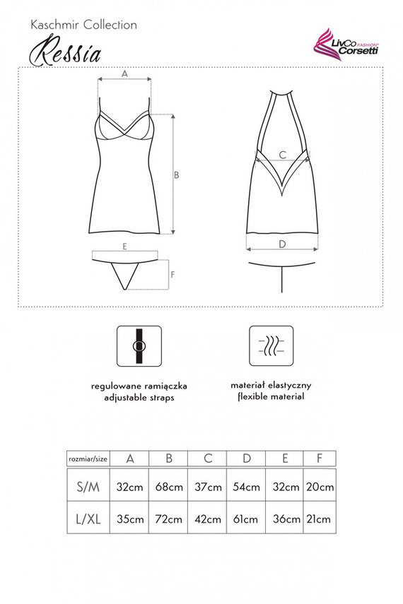 Ressia LC 90593 Komplet, koszulka i stringi LivCo Corsetti Fashion