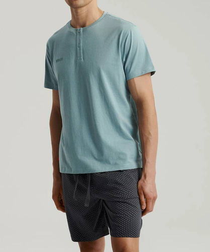 NMP-386 Pijamale pentru bărbați cu mâneci scurte, albastru Atlantic-grafit