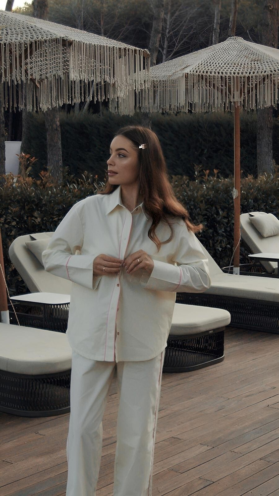 Pijama damă Sensis Raven lime – bumbac, cămașă cu nasturi și pantaloni