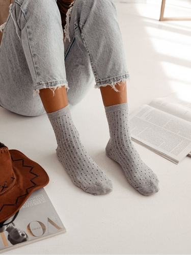 0200-170 Stripe Dots Ciorapi dama Milena - eleganta si confort - Light Melange