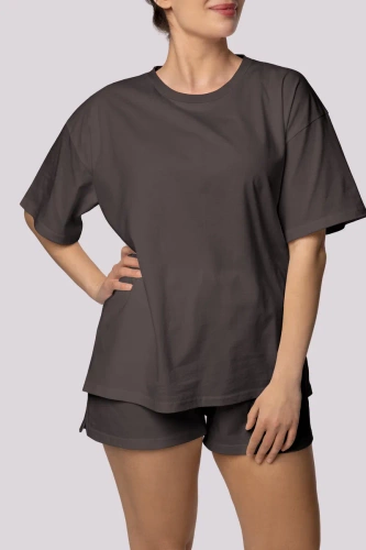 Pijamale de damă Mona Bliss cu mânecă scurtă, grafit