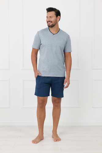 Pijamale bărbați Devon Italian Fashion bumbac mânecă scurtă melanj