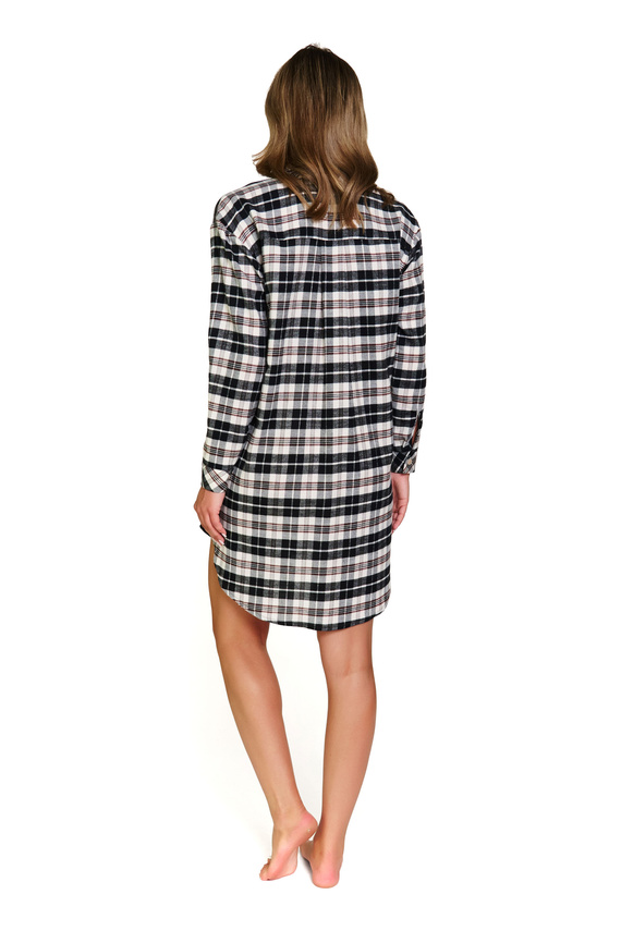 Cămașă de noapte Doctor Nap 7336 – Bumbac, Flanel, Lungă, În carouri, Închidere cu nasturi
