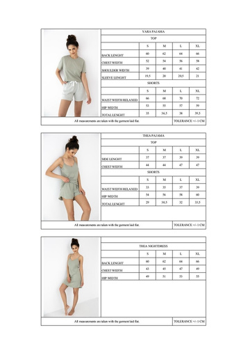 Cămașă de noapte Thea Sensis khaki – lejeră, de vară, cu bretele