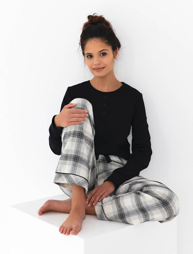 Pijamale Blanche Flannel Sensis pentru femei - Negru
