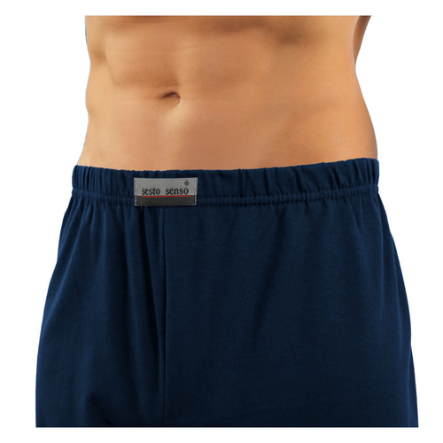Pijamale bărbați Sesto Senso cu mâneci scurte cu fermoar - ancore bleumarin