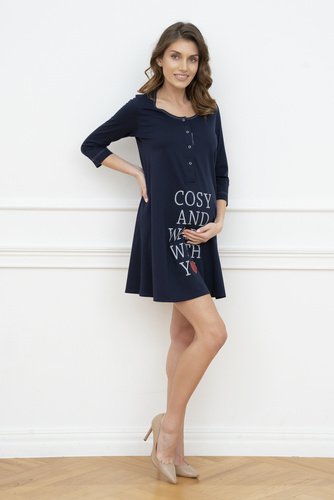 Cămașă Balm pentru sarcină și alăptare. mâneci 3/4 Italia Fashion - albastru marin