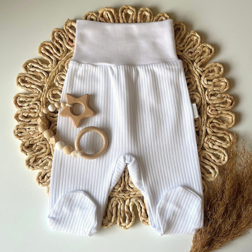 PD090 Costum de dormit pentru bebelusi cu dungi Mamatti - alb