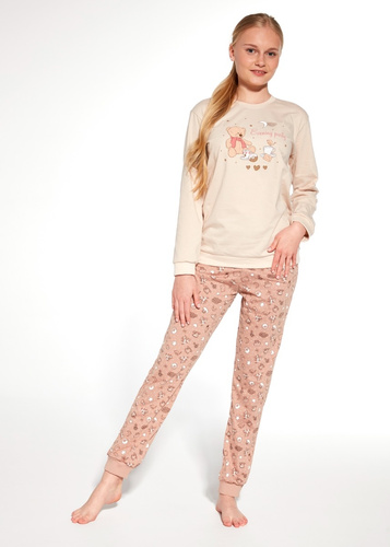 594/187 592/187 Cornette Bears pijamale fete | Pantaloni lungi în carouri din bumbac, imprimeu