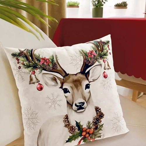 PBN288n Față de pernă de Crăciun de cerb vintage