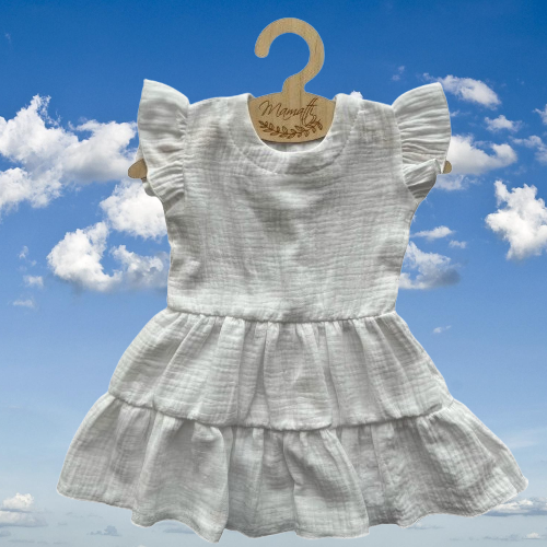 Mamatti SE50502 Rochie copii albă din mușlin, bumbac ușor