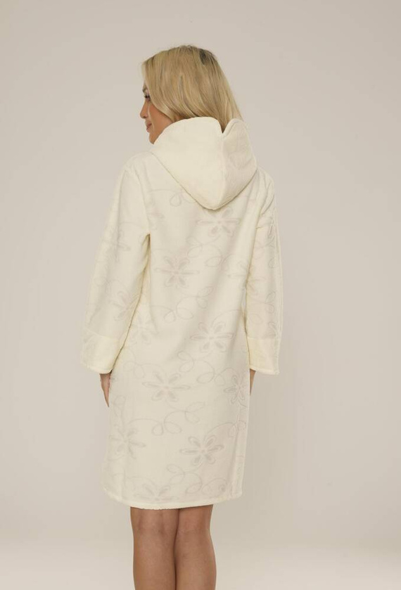 409 Jacquard Short Ladies' Bathrobe De Lafense- ecru