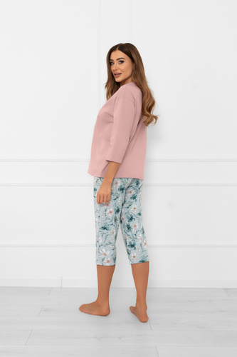 Pijama de damă Perlis - mânecă 3/4 și pantaloni, bumbac Italian Fashion  