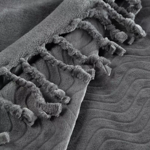 Cuvertura de pat Emma Patura cu franjuri, perdele euro, otel