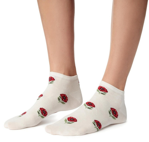 Șosete scurte damă Steven 114 Summer bumbac subțiri pentru sneakers ecru 181