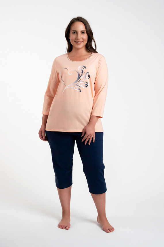 Arietta Pijama de damă cu mâneci 3/4 și pantaloni 3/4 Italian Fashion - somon 
