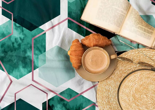 Milargo Verde 009 Lenjerie de pat din satin geometric Verde Faro