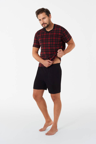 Elijah Pijama și pantaloni scurți cu mânecă scurtă pentru bărbați Italian Fashion - print/negru