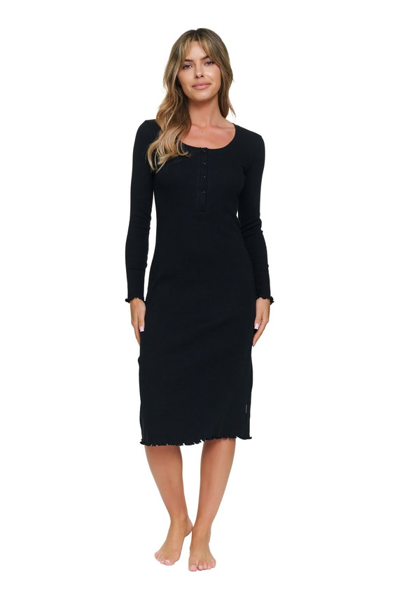 Cămașă de noapte Doctor Nap 7531 Black pentru alăptare, bumbac reiat