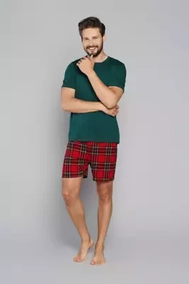 Narwik Pijama cu mânecă scurtă pentru bărbați, pantaloni scurți Italian Fashion- verde/print