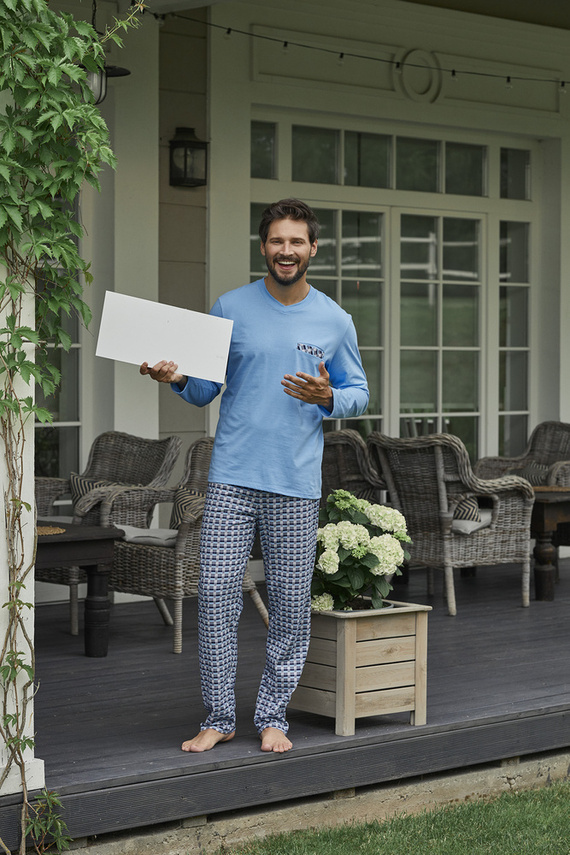 Jaromir Bărbați cu mânecă lungă, pantaloni lungi Italian Fashion - albastru/print