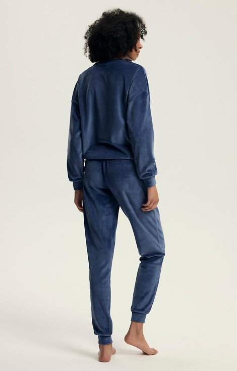 Set pijamale pentru femei Delanie Henderson bleumarin - velur, mâneci lungi și pantaloni
