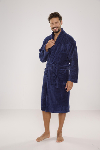 811 De Lafense halat de baie de pluș pentru bărbați - denim