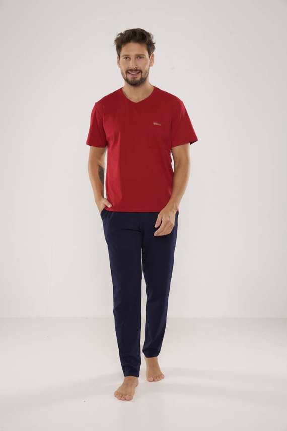 624 Kevin Forex Pijama pentru bărbați - maro - albastru marin