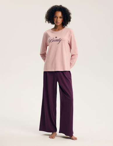 Pijamale damă Henderson 45443 Galla roz, 100% bumbac, mânecă lungă