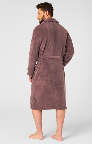 Halat de baie maro pentru bărbați MGL 255 B25 - clasic, moale, cu legături în talie