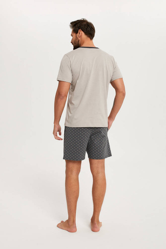 Abel Pijama cu mânecă scurtă pentru bărbați, pantaloni scurți Italian Fashion - bej/print