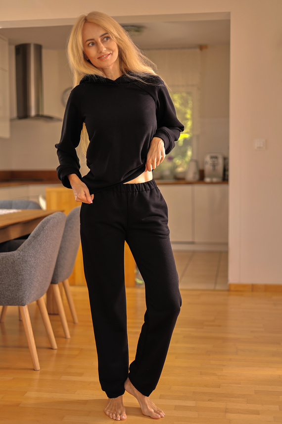 Trening dama Brav Mirale | Set confortabil din bumbac | Producție poloneză - negru