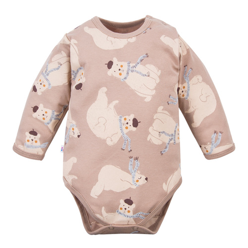 Body bebe Beary Cool Eevi - bumbac, maneci lungi, imprimeu ursuleti