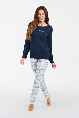 Glamour Pijama de damă cu mânecă lungă și pantaloni lungi Italian Fashion - albastru navy/print