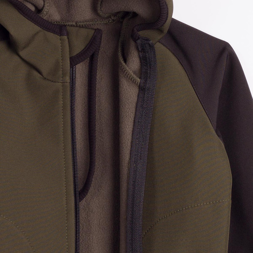 229021 Nicol Geacă softshell pentru copii cu polar, glugă și elemente reflectorizante - khaki