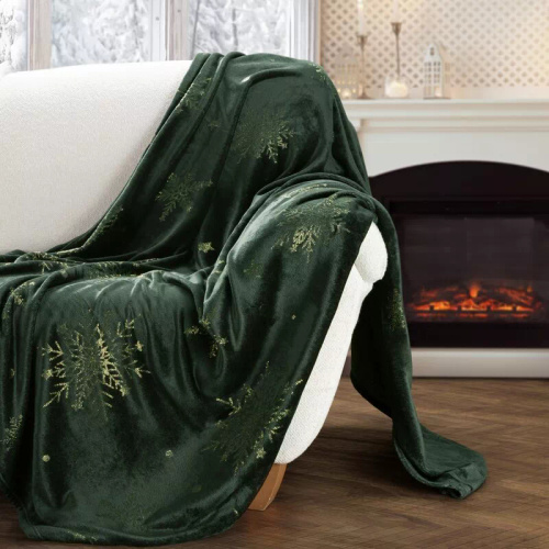 Pătură de Crăciun Eurofirany Verde – Pătură moale din microfibră, 240 g/m²