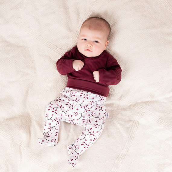 217096 Alisa Body din bumbac Nicol, dungi - maneca lunga, visiniu