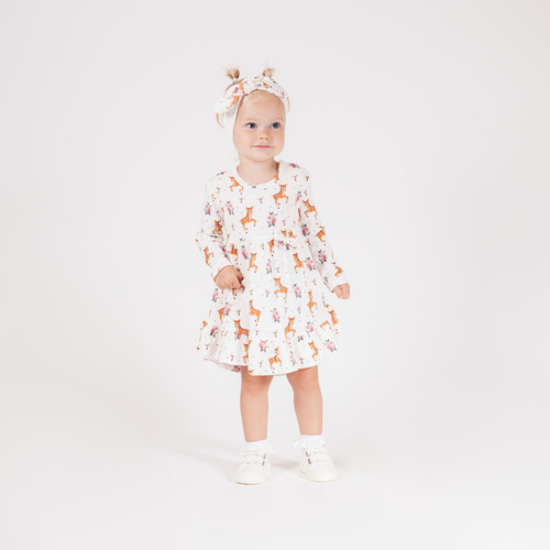 216166 Rochie de fetiță Lala – Nicol, bumbac, mâneci lungi, bej