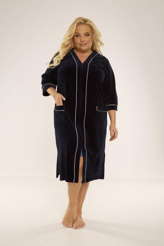 974 / 352 Velour Halat de damă Forex - albastru marin