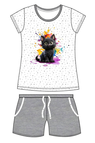 245/109 246/109 Black Cat Cornette pijamale fete alb