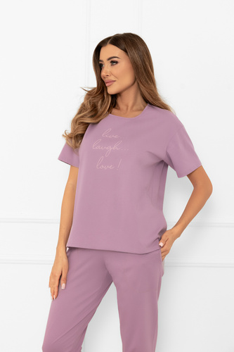 Pijama pentru femei Ksara - mânecă scurtă, pantaloni 3/4, bumbac Italian Fashion - heather 