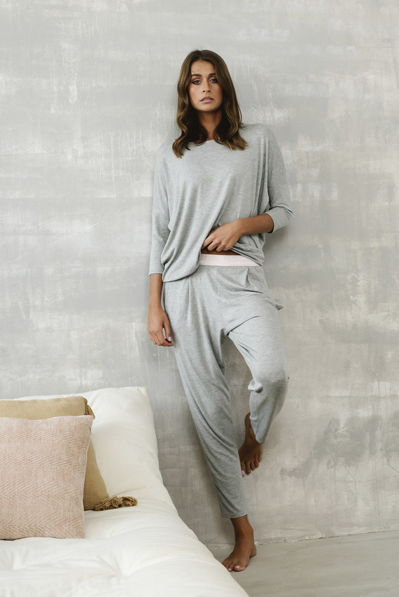 Stil Set cu mâneci 3/4 pentru femei, lungime.pantaloni melange de modă italiană