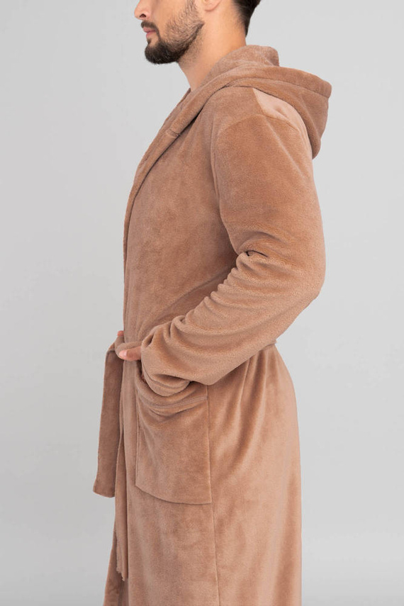 Mimas Halat de baie pentru bărbați cu glugă Italian Fashion - albastru marin