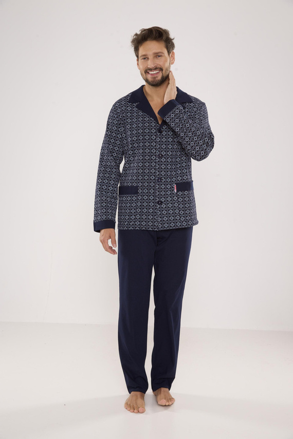 538 Carlo Pijama pentru bărbați De lafense - albastru marin + pătrat