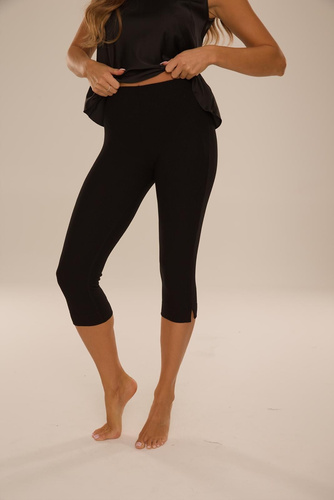 De Lafense Sienna 084 pantaloni damă 3/4 din viscoză cu dungi - negri