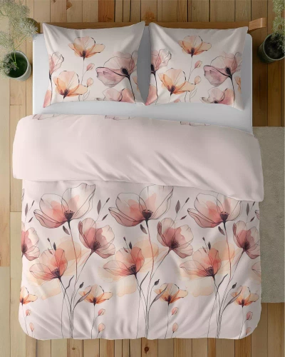 5492 A Detexpol Satin Stories lenjerie de pat din satin roz deschis | 100% bumbac, țesătură din satin, fermoar, ambalaj cadou