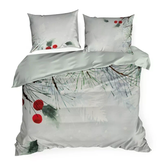 Lenjerie de pat Robin Christmas, brad cu decor, eurodrape, gri