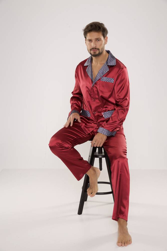 939 Pijama bărbătească Satin Maroon