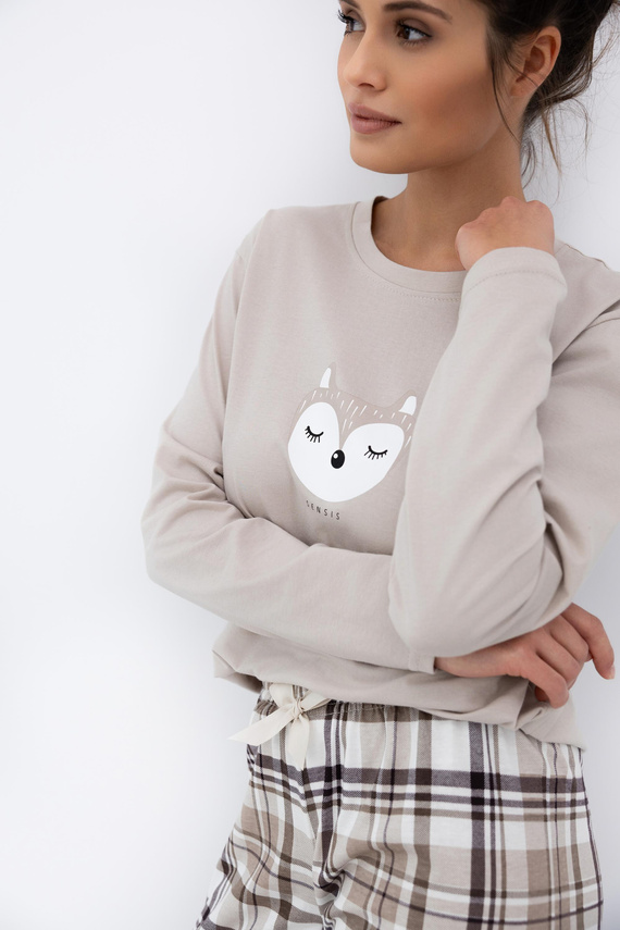 Pijamale Tinsley Sensis pentru femei - bumbac, lungi, în carouri