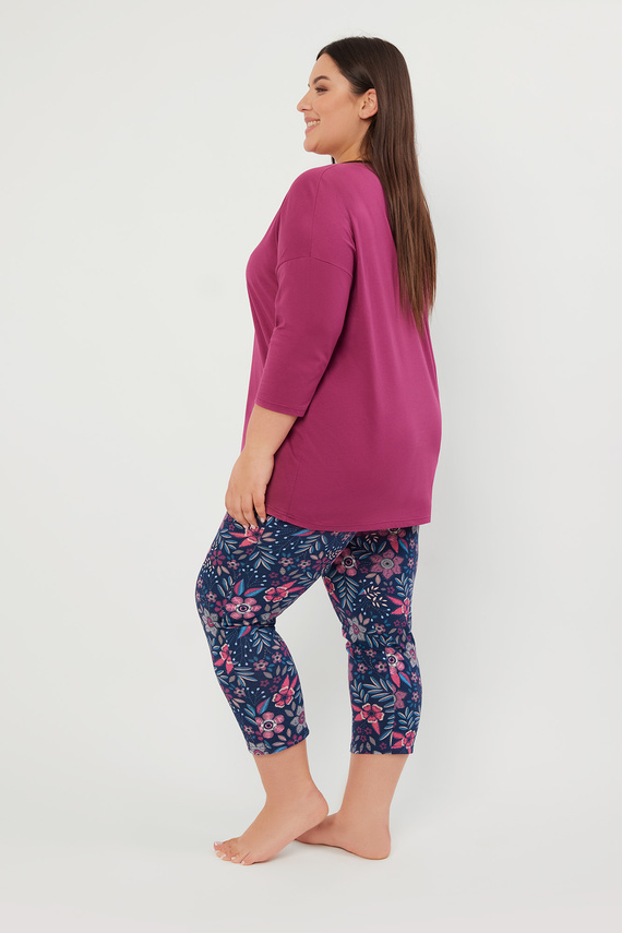 Folk Pijama pentru femei mâneci 3/4, pantaloni 7/8 Modă italiană - mure/print